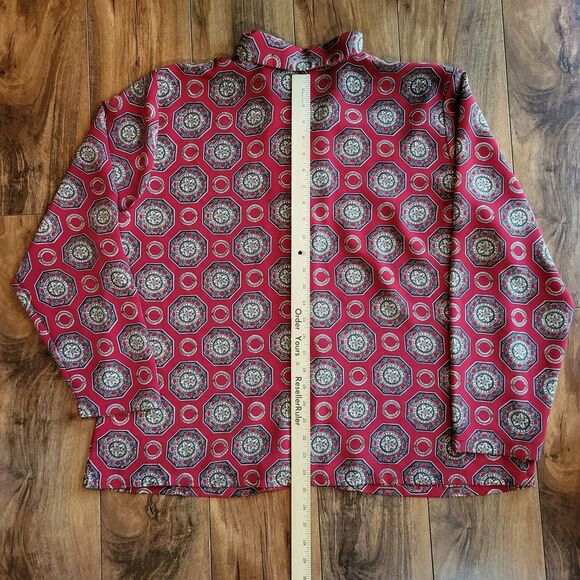 Christie & Jill Red Geometric Print Button Front Blouse Size 20 Top Retro Boho - Picture 11 of 15